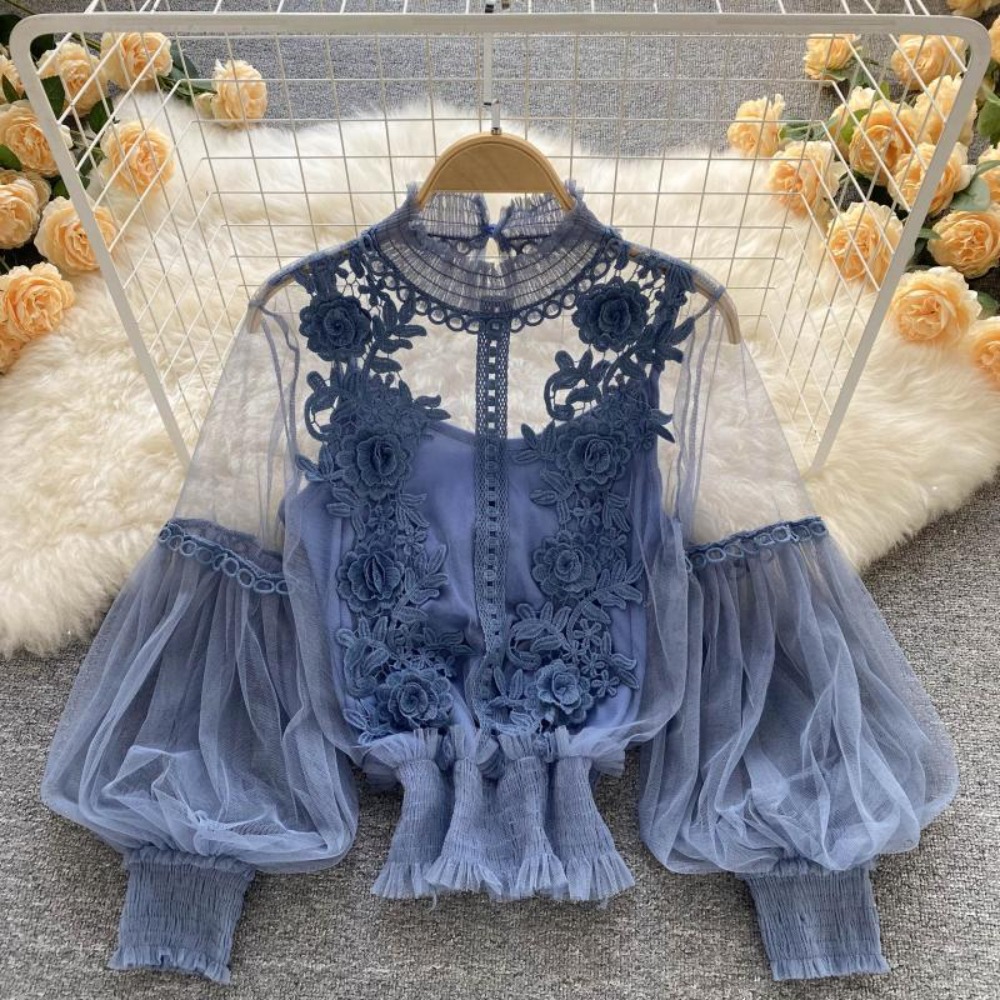 Summer Clothing Vintage - 2 adet/takım Dantel Puf Uzun Kollu