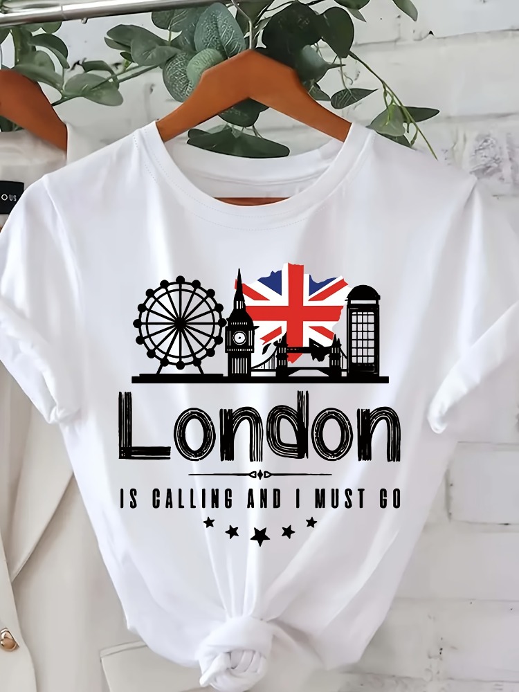 Summer Clothing London - Londra Yazılı Baskılı Kadın Tişörtü Moda