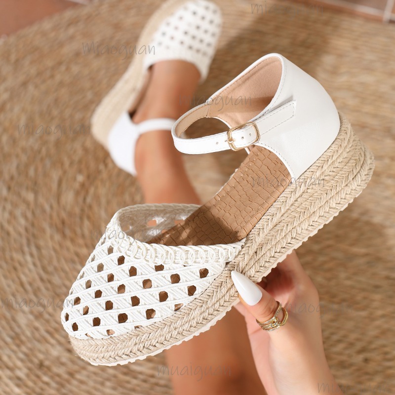 Espadrille Sandal Women - Boho Kadınlar İçin Oymalı Dokuma Espadril