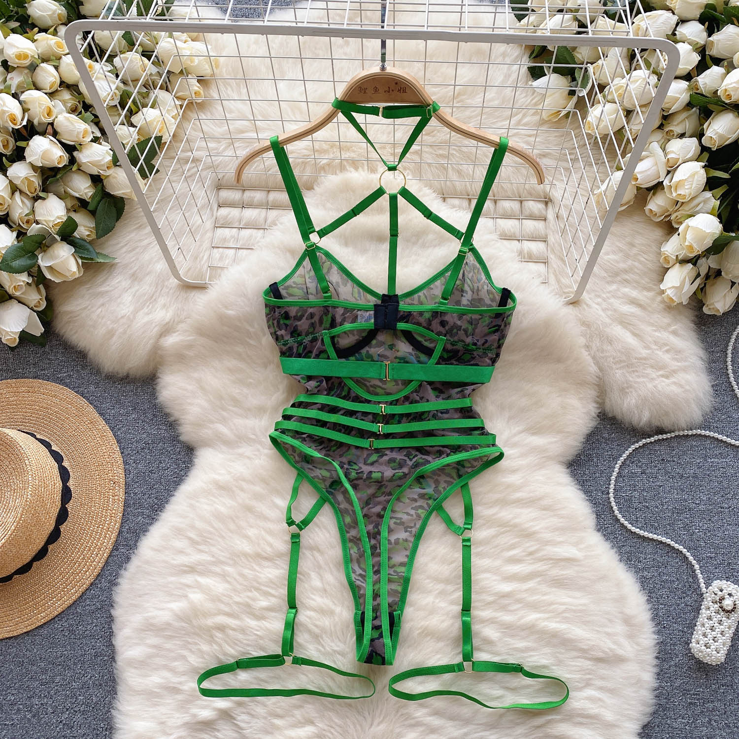 Summer Clothing Vintage - Kadın Hotsweet Örgü Vintage Sapanlar Bodysuits