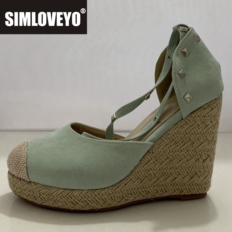 Espadrille Sandal Women - SIMLOVEYO espadrilles Kadın kama sandalet yüksek