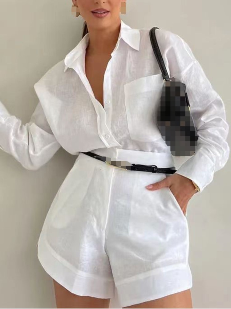 Summer Clothing Set For Girls - Yaz Rahat Basit kadın Kıyafetleri Düğme