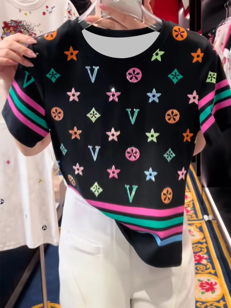 Summer Clothing For 60 Year Old Woman - Amerikan Retro Renkli Baskılı Çizgili Kısa